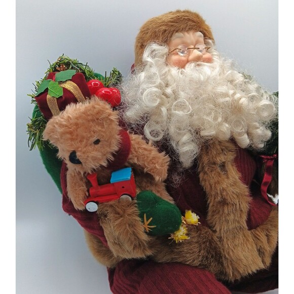 VTG Santa Claus Figurine Doll Plush Jolly Shelf Sitter Xmas Holiday Decor 14.5" - Picture 5 of 12